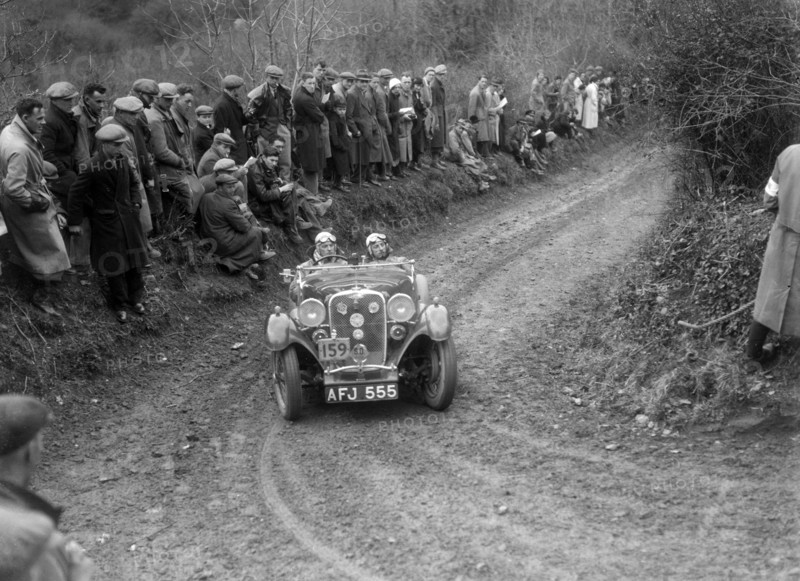 Singer Le Mans of ET Ingham competing in the MCC Lands End Trial, 1935. Artist: Bill Brunell.