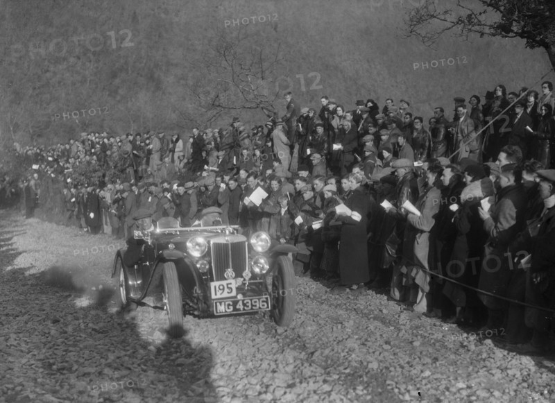 MG PB of FCN Day competing in the MCC Lands End Trial, Beggars Roost, Devon, 1936. Artist: Bill Brunell.