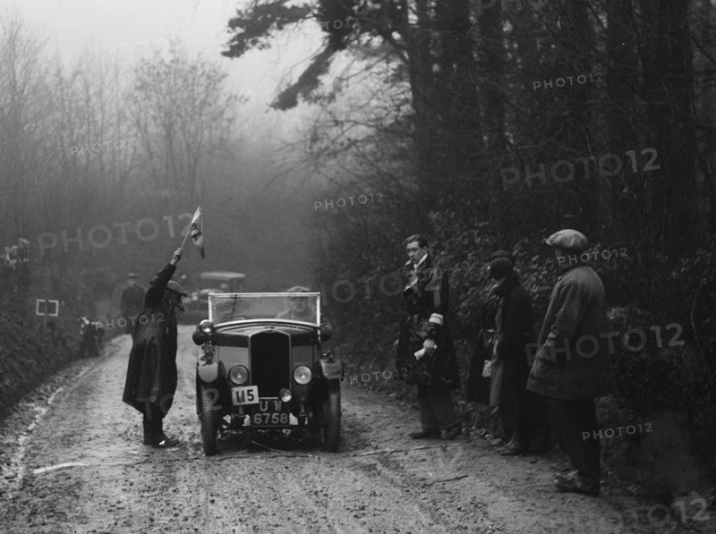 Triumph of J Wallis competing in the MCC Exeter Trial, 1930. Artist: Bill Brunell.