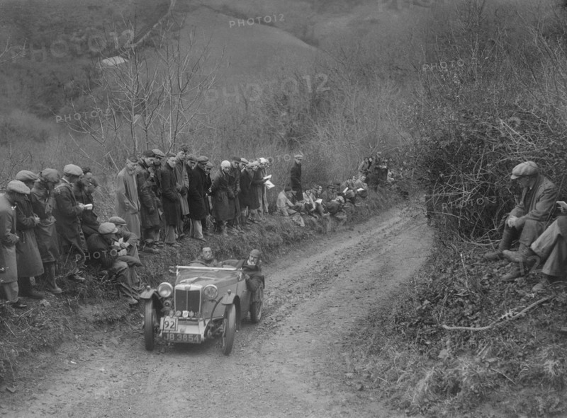 MG PA of Jack Bastock of the Cream Cracker Team competing in the MCC Lands End Trial, 1935. Artist: Bill Brunell.