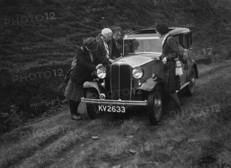 Kitty Brunell road testing a Standard Little Twelve saloon, c1932. Artist: Bill Brunell.