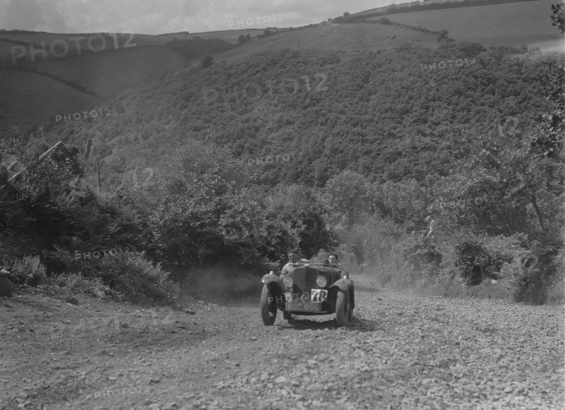 Rover Meteor Speed Twenty at the Mid Surrey AC Barnstaple Trial, Beggars Roost, Devon, 1934. Artist: Bill Brunell.