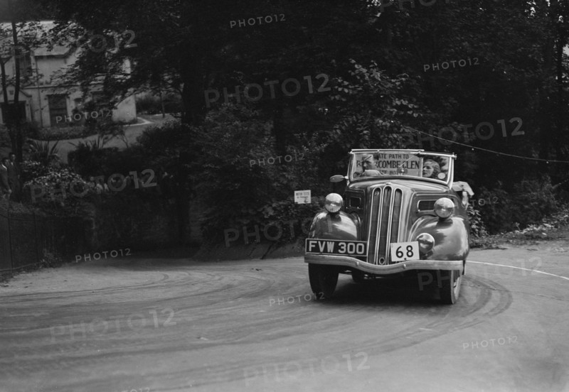 Ford Model C 10 of J McEvoy competing in the MCC Torquay Rally, Torbay, Devon, 1938. Artist: Bill Brunell.