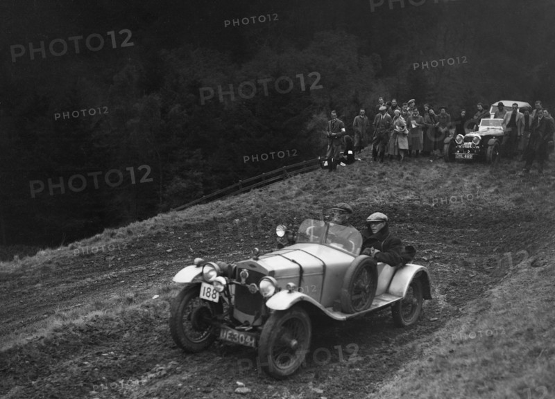 Frazer-Nash Super Sports of KM Roberts competing in the MCC Edinburgh Trial, 1938. Artist: Bill Brunell.