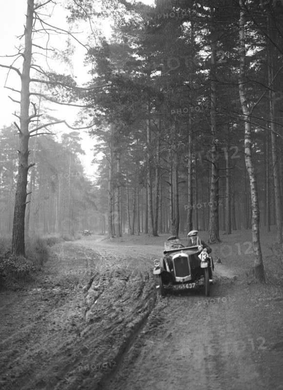 GN of C Finch taking part in the JCC General Efficiency Trial, Oxshott Woods, Surrey, 1923. Artist: Bill Brunell.