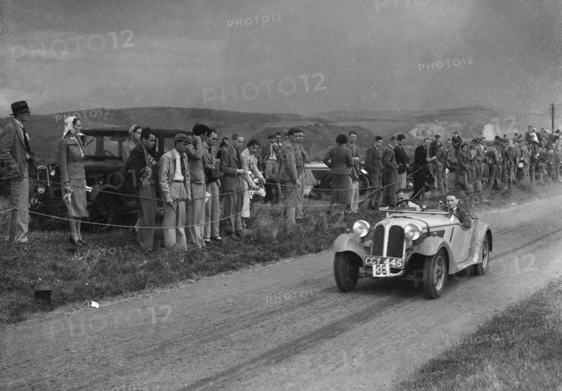 Frazer-Nash BMW 319/55 of EN Leon at the Bugatti Owners Club Lewes Speed Trials, Sussex, 1937. Artist: Bill Brunell.
