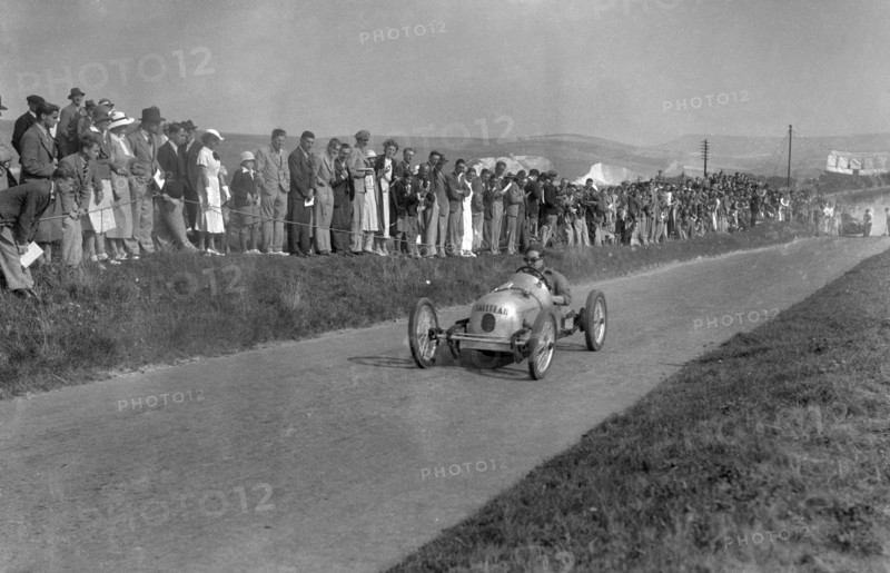 GN-based sprint special car known as Tallulah, Bugatti Owners Club Lewes Speed Trials, Sussex, 1937. Artist: Bill Brunell.