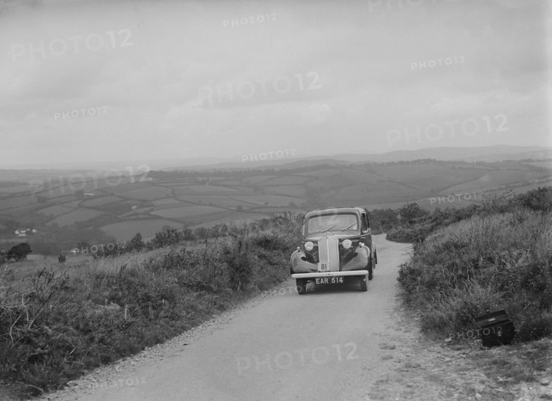 Vauxhall saloon of KFA Walker competing in the MCC Torquay Rally, 1938. Artist: Bill Brunell.