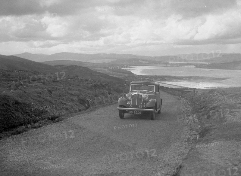 Rover saloon of J Gibbon Jr competing in the RSAC Scottish Rally, 1934. Artist: Bill Brunell.