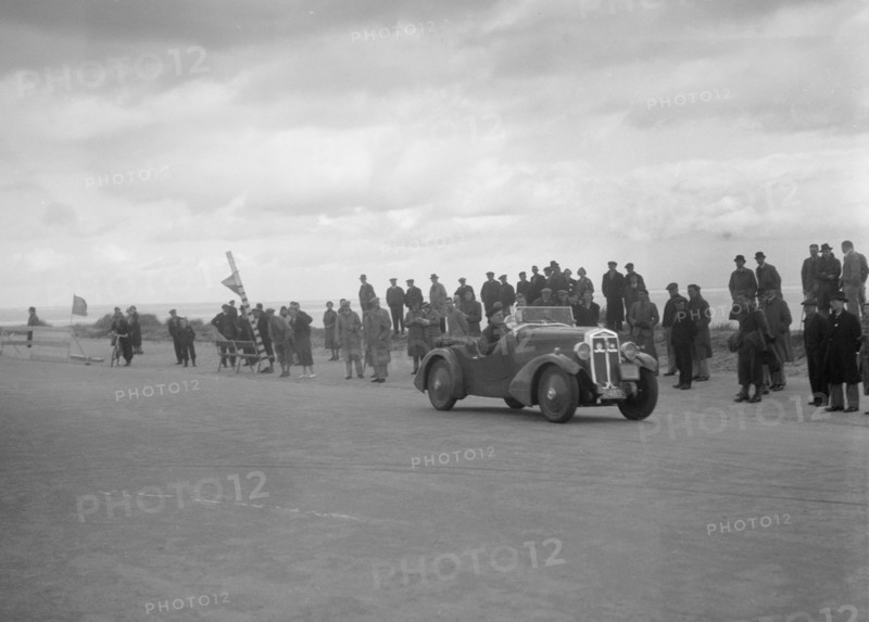 Lanchester 10 of JM Archer of the Scottish Sporting Car Club team at the RSAC Scottish Rally, 1934. Artist: Bill Brunell.