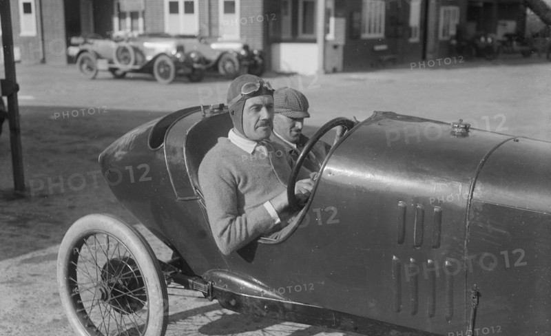 Andre Lombard in his Salmson at the JCC 200 Mile Race, Brooklands, Surrey, 1921. Artist: Bill Brunell.