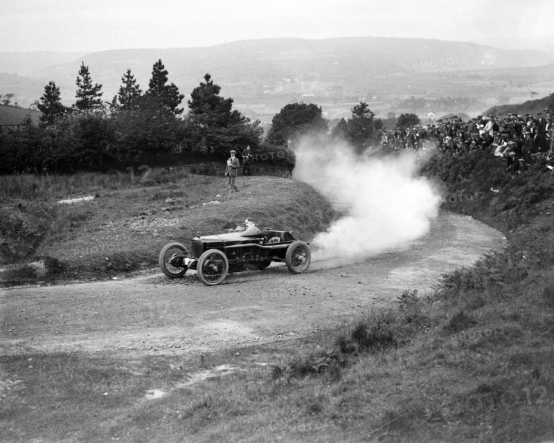 Vauxhall TT of Humphrey Cook competing in the Caerphilly Hillclimb, Wales, 1923. Artist: Bill Brunell.
