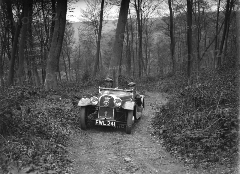 Morgan 4/4 at the Standard Car Owners Club Southern Counties Trial, Hale Wood, Chilterns, 1938. Artist: Bill Brunell.