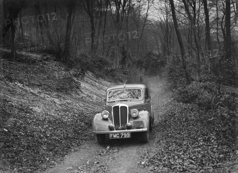 Standard Twelve competing in the Standard Car Owners Club Southern Counties Trial, 1938. Artist: Bill Brunell.