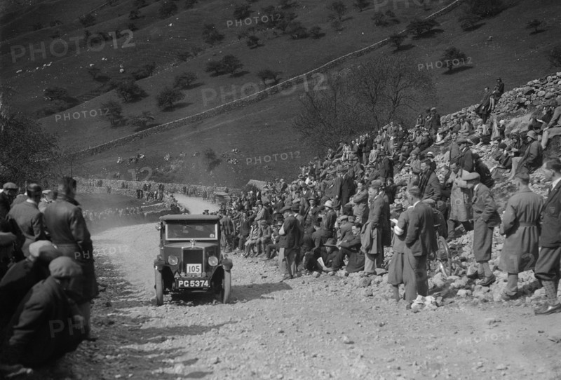 Morris Minor of FWJ Bolton competing in the MCC Edinburgh Trial, Park Rash, Yorkshire Dales, 1930. Artist: Bill Brunell.