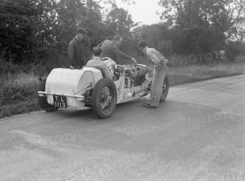 Road testing Raymond Mays' Vauxhall-Villiers, c1930s. Artist: Bill Brunell.