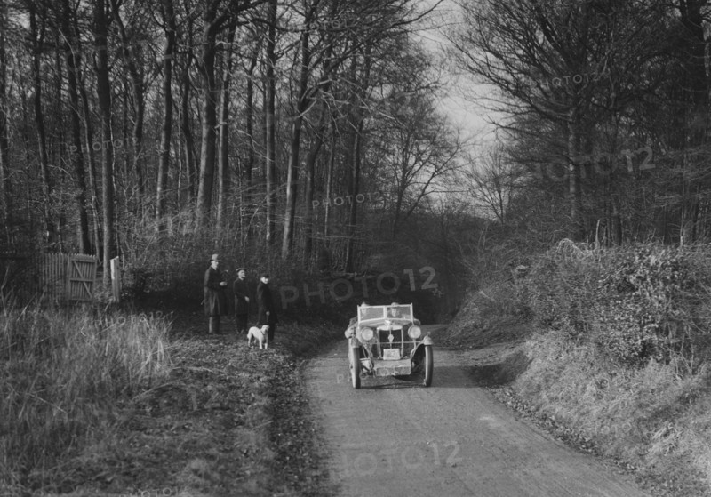 MG M Type competing in the MG Car Club Trial, 1931. Artist: Bill Brunell.