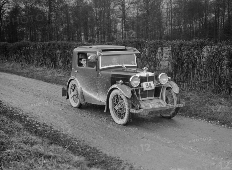 MG M Type of AS Curtis competing in the MG Car Club Trial, 1931. Artist: Bill Brunell.