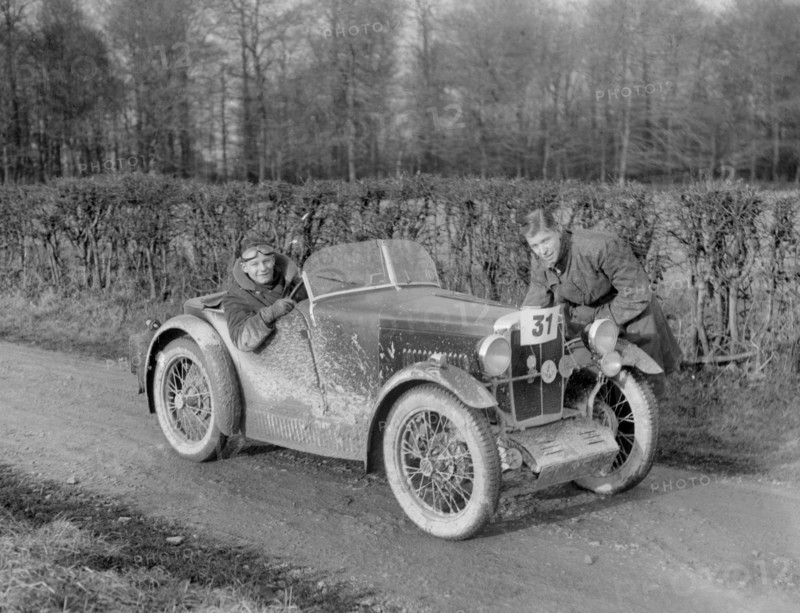 MG M Type competing in the MG Car Club Trial, 1931. Artist: Bill Brunell.