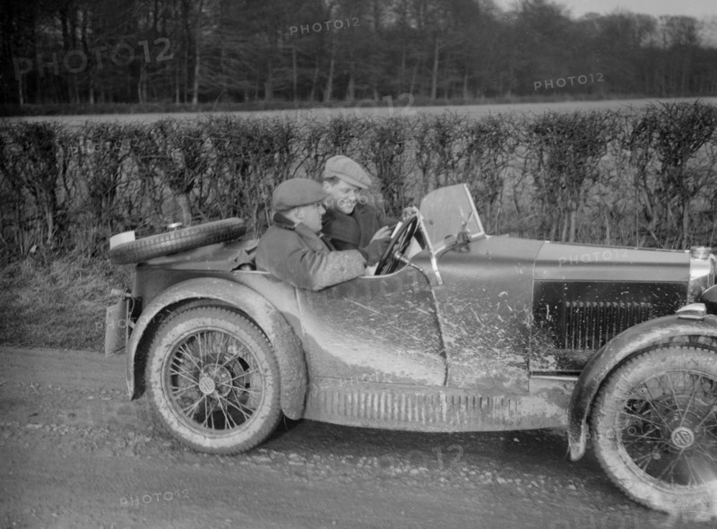 MG M Type competing in the MG Car Club Trial, 1931. Artist: Bill Brunell.