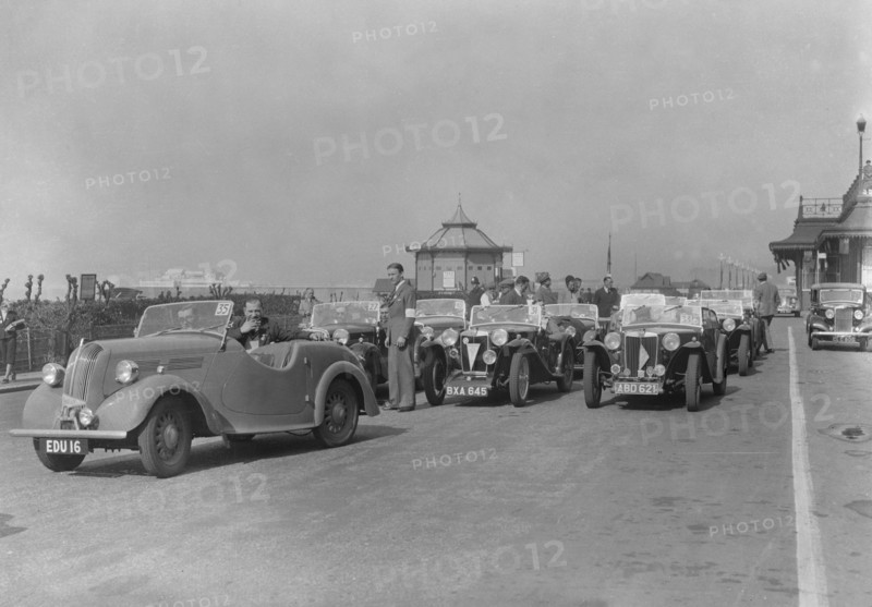 Standard Flying 8 of JB Murrell at the RAC Rally, Madeira Drive, Brighton, 1939. Artist: Bill Brunell.