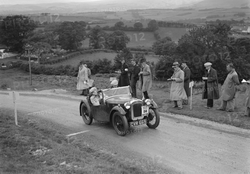 Austin 7 Nippy of DN Kennedy competing in the South Wales Auto Club Welsh Rally, 1937 Artist: Bill Brunell.