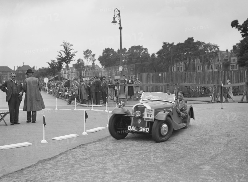 Morgan 4/4 2-seater sports of GN Scott competing in the South Wales Auto Club Welsh Rally, 1937 Artist: Bill Brunell.