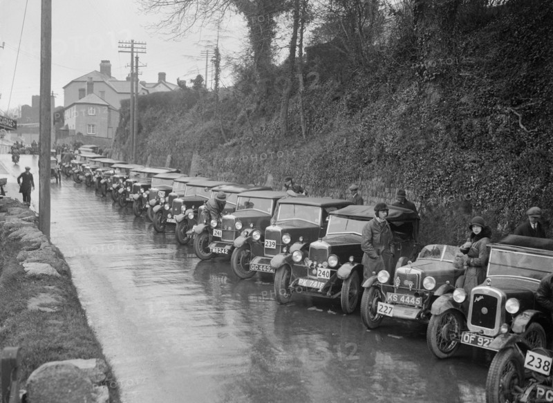 Cars parked at the MCC Lands End Trial, Launceston, Cornwall, 1930. Artist: Bill Brunell.