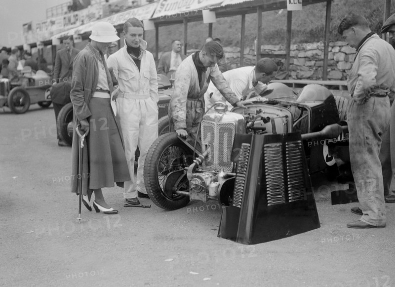 MG C type Midget of Hugh Hamilton in the pits at the RAC TT Race, Ards Circuit, Belfast, 1932. Artist: Bill Brunell.