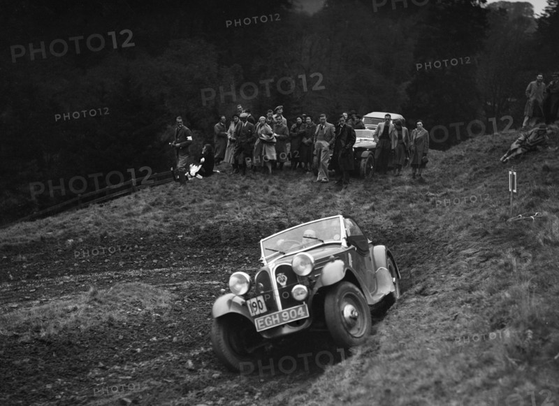 Frazer-Nash BMW 319/55 of KN Smith at the MCC Edinburgh Trial, Roxburghshire, Scotland, 1938. Artist: Bill Brunell.