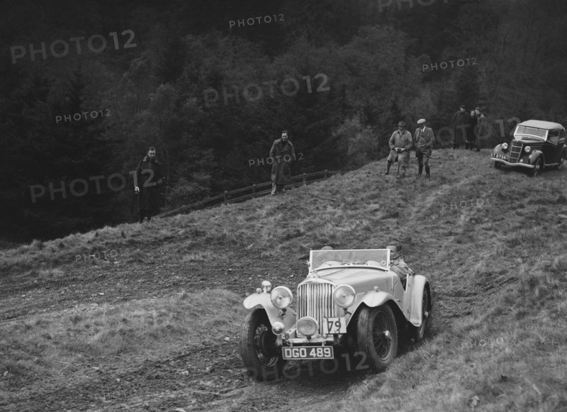 AC of LP Jaques competing in the MCC Edinburgh Trial, Roxburghshire, Scotland, 1938. Artist: Bill Brunell.