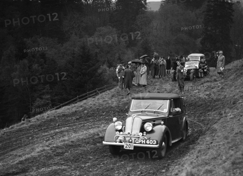 Standard of ADC Gordon competing in the MCC Edinburgh Trial, Roxburghshire, Scotland, 1938. Artist: Bill Brunell.