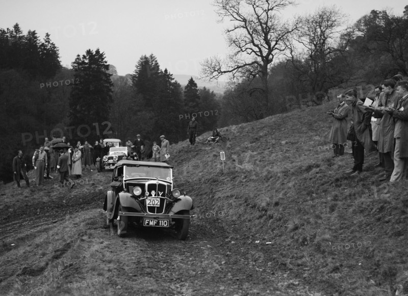 Morris of DCC Roberts competing in the MCC Edinburgh Trial, Roxburghshire, Scotland, 1938. Artist: Bill Brunell.