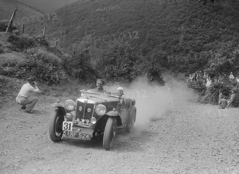 MG Magnette competing in the Barnstaple Trial, c1935. Artist: Bill Brunell.
