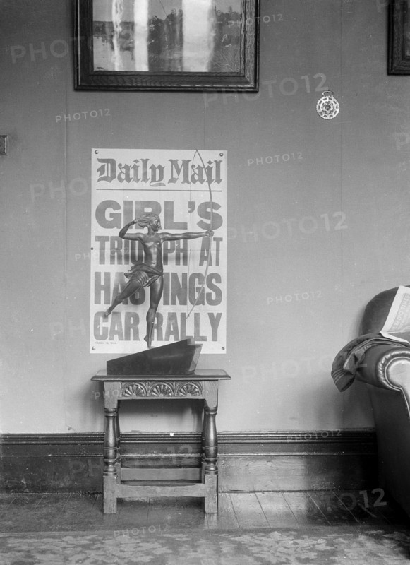 Kitty Brunell's victory in Class 2 at the 1933 RAC Rally. Artist: Bill Brunell.