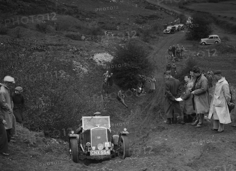 Wolseley competing in the MG Car Club Abingdon Trial/Rally, 1939. Artist: Bill Brunell.