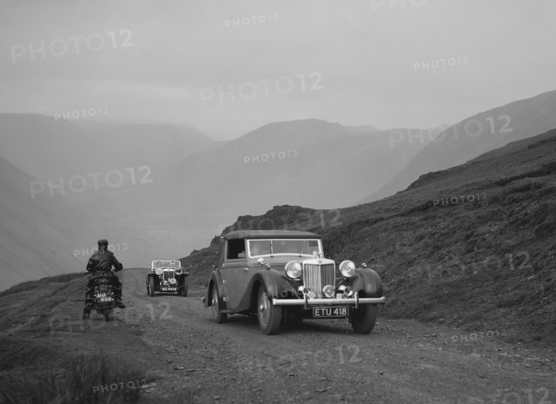 MG SA and MG PB competing in the MG Car Club Abingdon Trial/Rally, 1939. Artist: Bill Brunell.