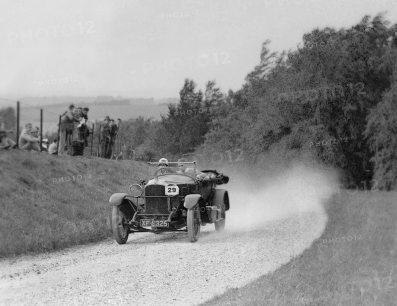 Vauxhall 30/98 known as Rouge et Noir competing in the Oxford Speed Trials, c1930. Artist: Bill Brunell.