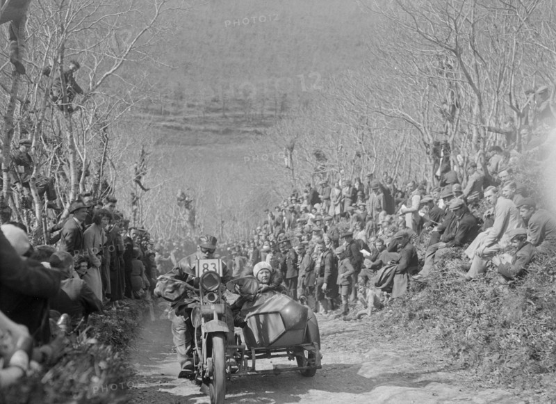 Harley-Davidson of RW Praill, MCC Lands End Trial, Hustyn Hill, Wadebridge, Cornwall, 1933. Artist: Bill Brunell.
