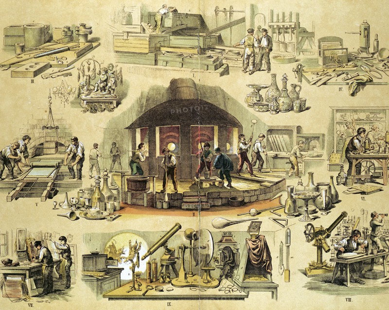 Glass manufacturing, c1870. Artist: Unknown