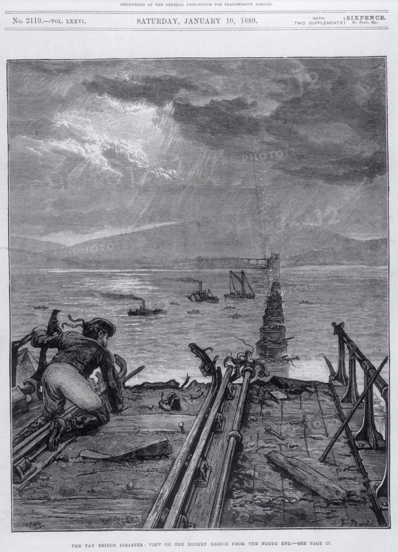 Tay Bridge disaster, Scotland, 28 December 1879. Artist: Frank Dadd Artist: Unknown
