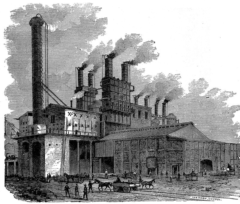 Blast furnaces at the Phoenix Iron and Bridge Works, Phoenixville, Pennsylvania, USA, 1873. Artist: Unknown