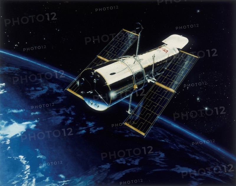 Hubble Space Telescope in orbit, 1980s Artist: Unknown