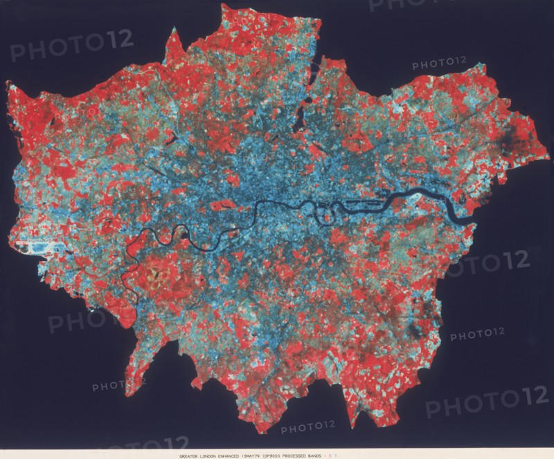 Composite Landsat false colour image of Greater London, 1979. Artist: Unknown