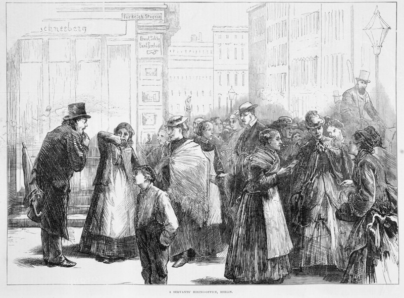 Servants' hiring office, Berlin, Germany, 1874. Artist: Unknown