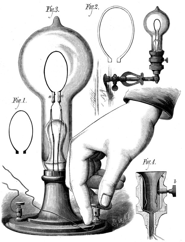Edison's carbon filament lamp, 1880. Artist: Unknown