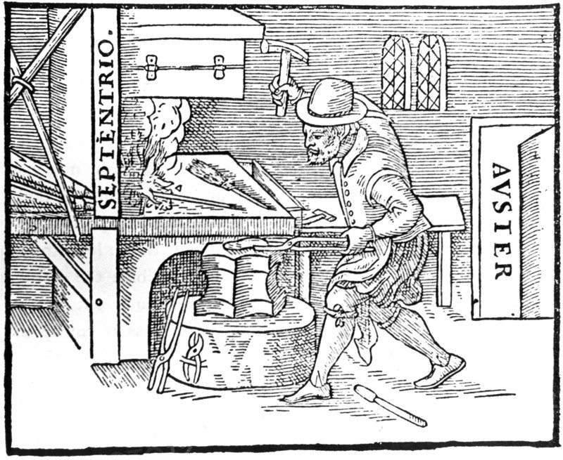 Forging a magnet, 1600. Artist: Unknown