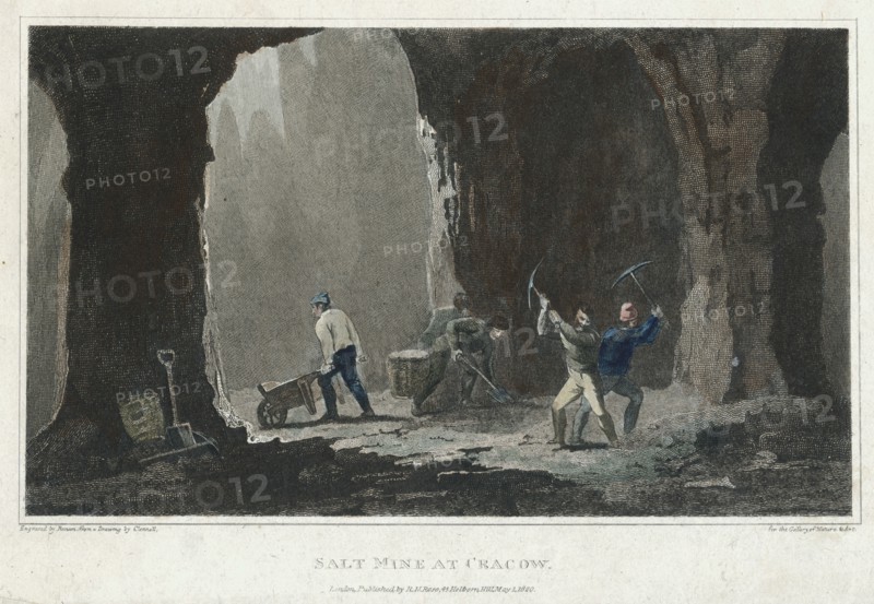 Rock Salt: Miners at work in salt mine near Cracow, Poland, c1820. Artist: Unknown