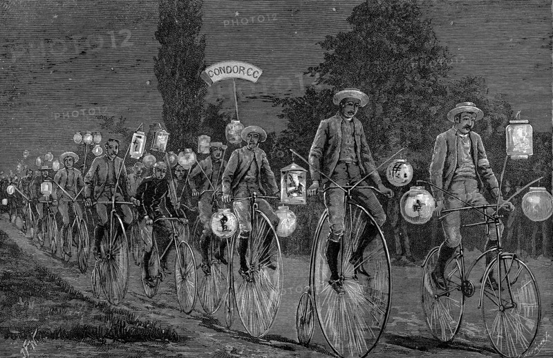 Gathering of the UK cycling clubs at Castle Inn, Woodford, Essex, 1 June 1889. Artist: Unknown