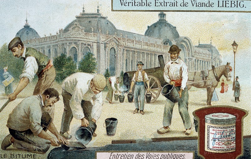 Laying bitumen road surface in a Paris street, c1900. Artist: Unknown
